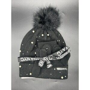Madden NYC Women's Beanie and Winter Glove 2-Piece Set, Black
